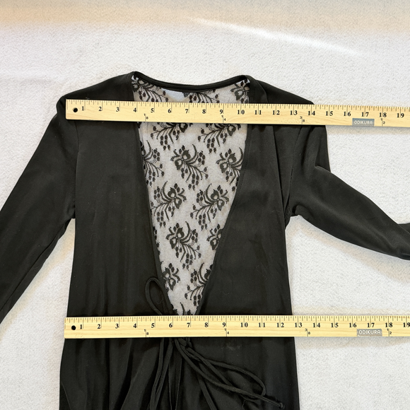 Floor Length Long Black Lace Duster Cardigan Witchy Regalcore Gothic vampire - Picture 7 of 8